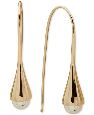 Dkny Two-Tone Bead-Tipped Threader Earrings