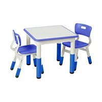 ECR4Kids Dry-Erase Square Activity Table with 2 Chairs, Adjustable, Grassy Green, 3-Piece