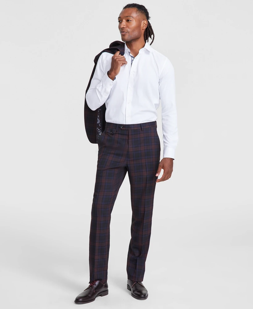 Tayion Collection Men's Classic-Fit Plaid Suit Pants