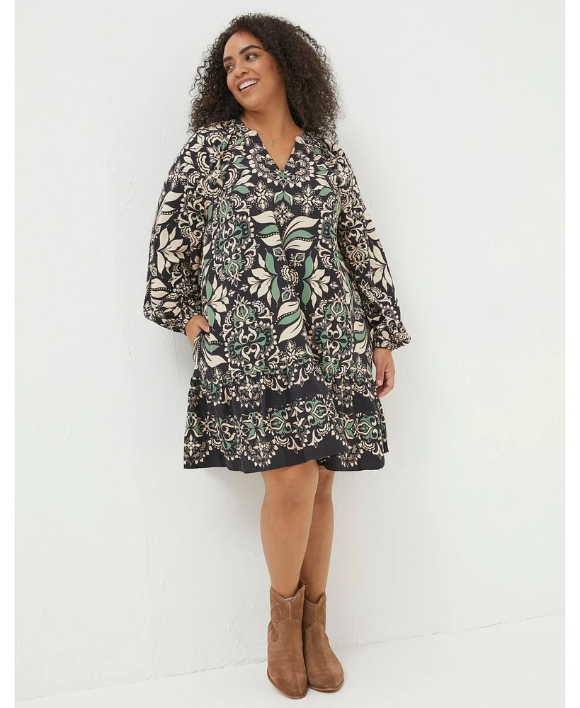 FatFace Women's Plus Size Amy Mosaic Leaf Tunic Dress