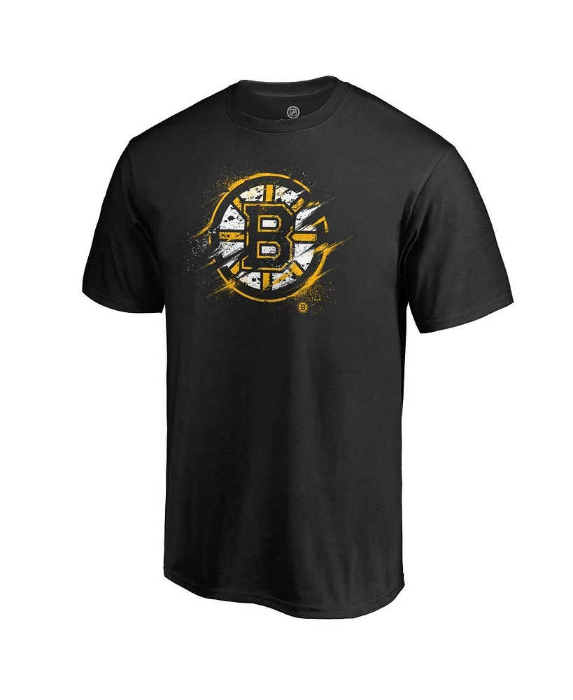 Men's Fanatics Black Boston Bruins Splatter Logo T-shirt