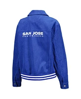 Women's The Wild Collective Blue San Jose Earthquakes Corduroy Button-Up Jacket