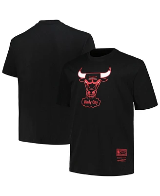 Men's Mitchell & Ness Distressed Chicago Bulls Big and Tall Hardwood Classics Vintage-Like Logo T-shirt