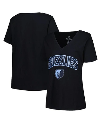 Women's Profile Black Memphis Grizzlies Plus Arch Over Logo V-Neck T-shirt