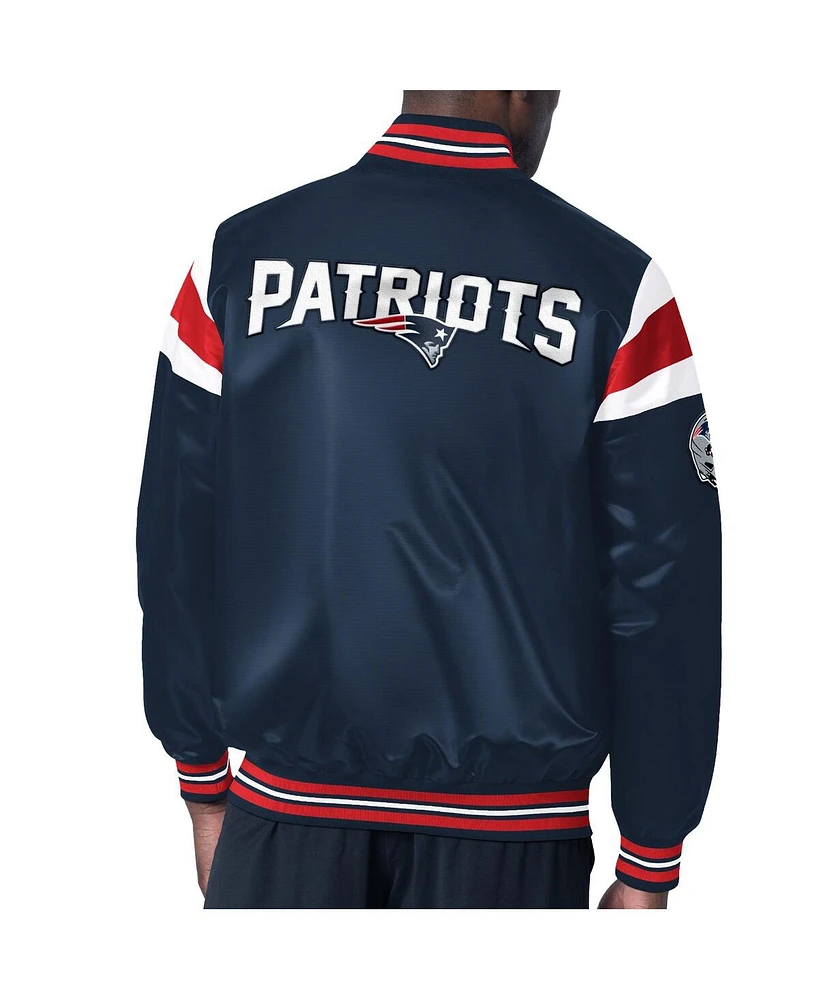 Men's Starter Navy New England Patriots Satin Full-Snap Varsity Jacket