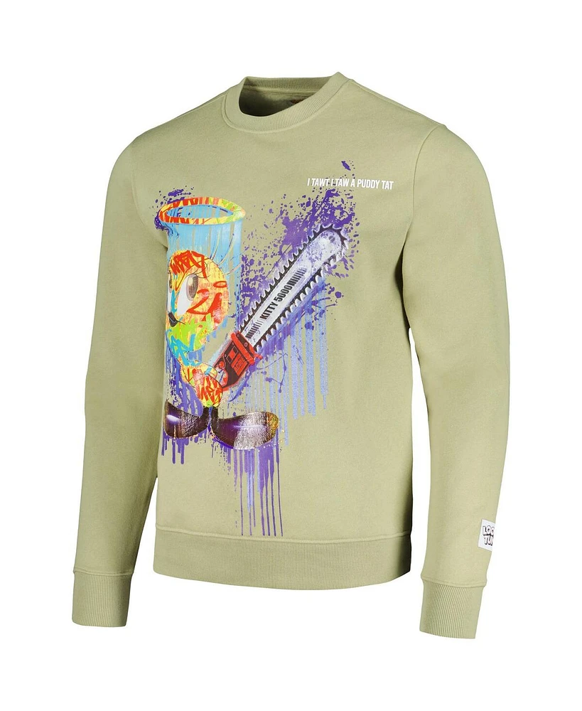 Men's and Women's Freeze Max Olive Looney Tunes Tweety Bird Splatter Horror Pullover Sweatshirt