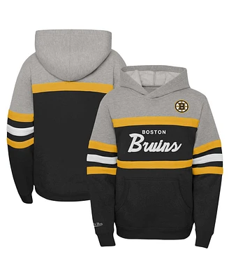 Big Boys and Girls Mitchell & Ness Black Boston Bruins Head Coach Pullover Hoodie