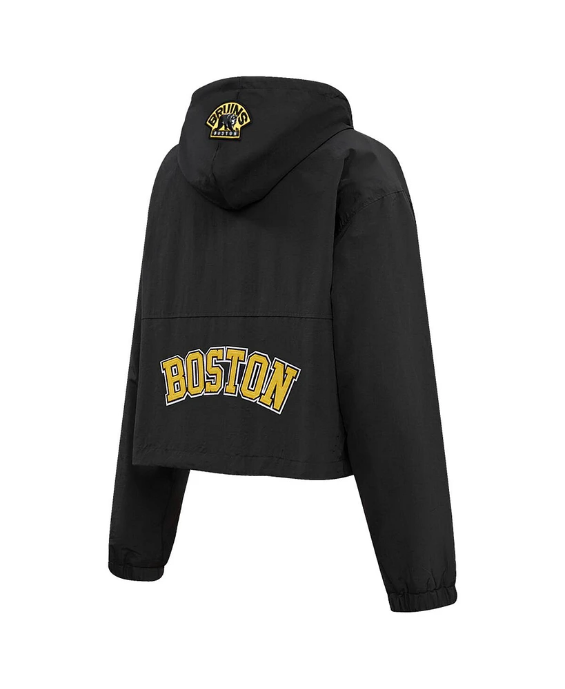 Women's Pro Standard Black Boston Bruins Classic Cropped Half-Zip Wind Jacket