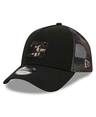 Men's New Era Black Nascar Camo 9FORTY A-Frame Trucker Adjustable Hat