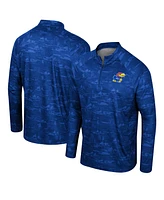 Men's Colosseum Royal Kansas Jayhawks Carson Raglan Quarter-Zip Jacket