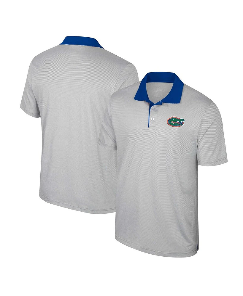 Men's Colosseum Gray Florida Gators Tuck Striped Polo Shirt