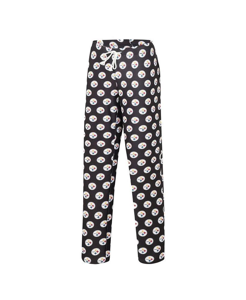 Women's Concepts Sport Black Pittsburgh Steelers Gauge Allover Print Sleep Pants