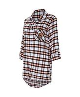 Women's Concepts Sport Black Cincinnati Bengals Sienna Plaid Full-Button Long Sleeve Nightshirt