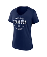 Women's Fanatics Navy Distressed Team Usa Clean Heritage V-Neck T-shirt