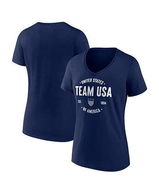 Women's Fanatics Navy Distressed Team Usa Clean Heritage V-Neck T-shirt