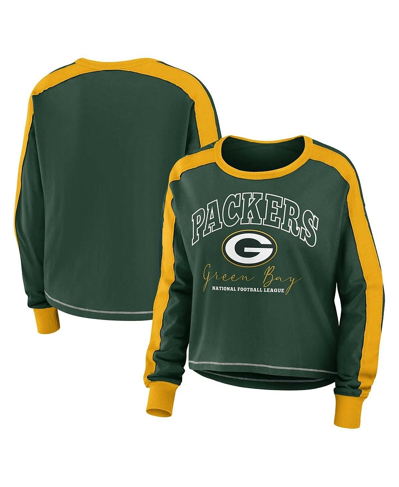 Women's Wear by Erin Andrews Green Bay Packers Plus Colorblock Long Sleeve T-shirt