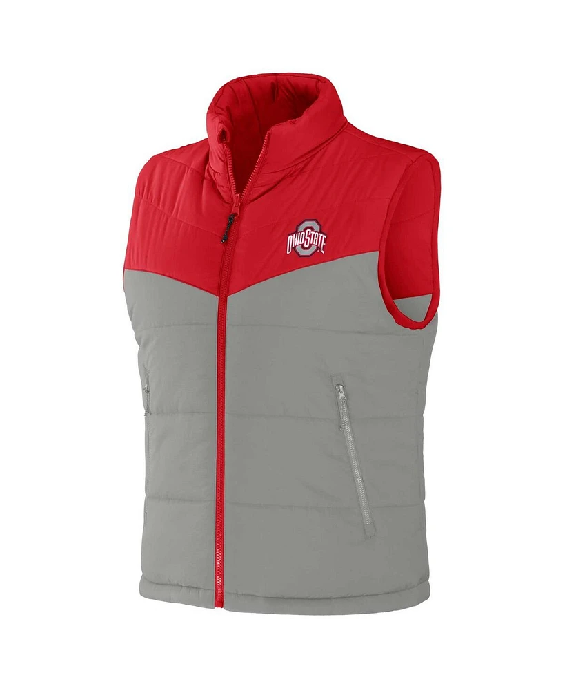 Men's Darius Rucker Collection by Fanatics Scarlet, Gray Ohio State Buckeyes Colorblocked Full-Zip Reversible Vest