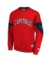 Men's Starter Red Washington Capitals Faceoff Pullover Sweatshirt