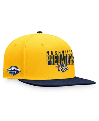 Men's Fanatics Gold, Navy Nashville Predators Fundamental Colorblocked Snapback Hat