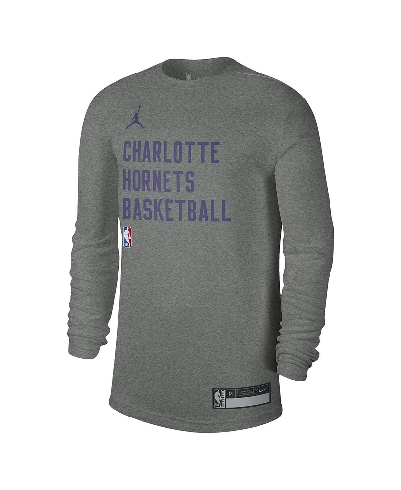 Men's and Women's Jordan Heather Gray Charlotte Hornets 2023/24 Legend On-Court Practice Long Sleeve T-shirt