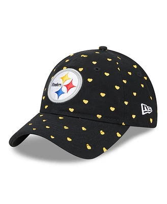 Toddler Girls Black Pittsburgh Steelers Hearts 9TWENTY Adjustable Hat