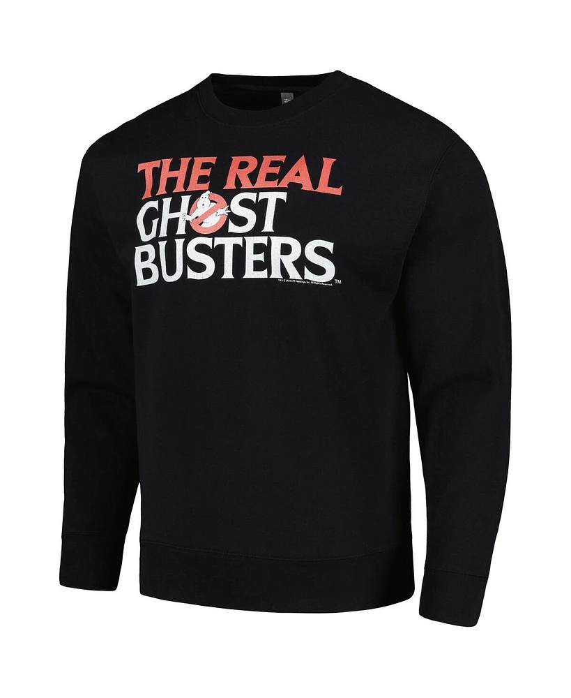 Men's Black The Real Ghostbusters Logo Pullover Sweatshirt