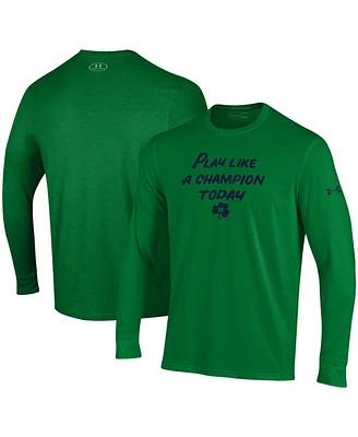 Men's Under Armour Green Notre Dame Fighting Irish Play Like A Champion Today Long Sleeve Performance T-shirt