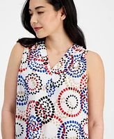 Ak Anne Klein Petite Printed V-Neck Sleeveless Top