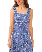 Vince Camuto Women's Printed Square-Neck Smocked-Back Maxi Dress