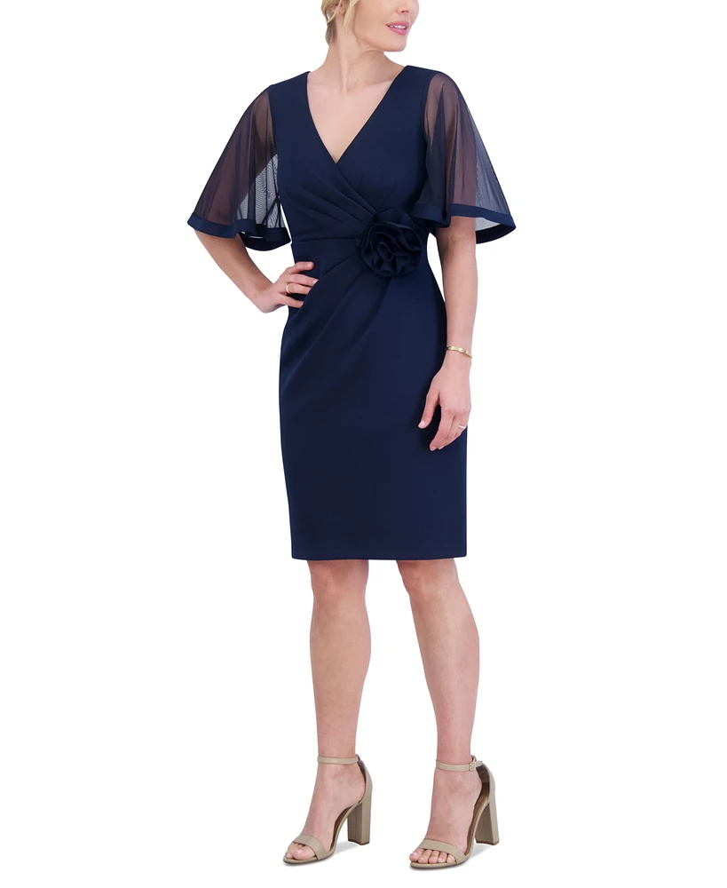 Jessica Howard Women's Rosette-Waist Short-Sleeve Dress
