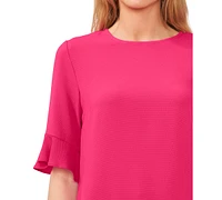 CeCe Women's Ruffled Cuff 3/4-Sleeve Crew Neck Blouse