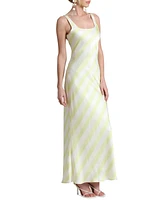 Avec Les Filles Women's Bias-Striped Square-Neck Maxi Dress
