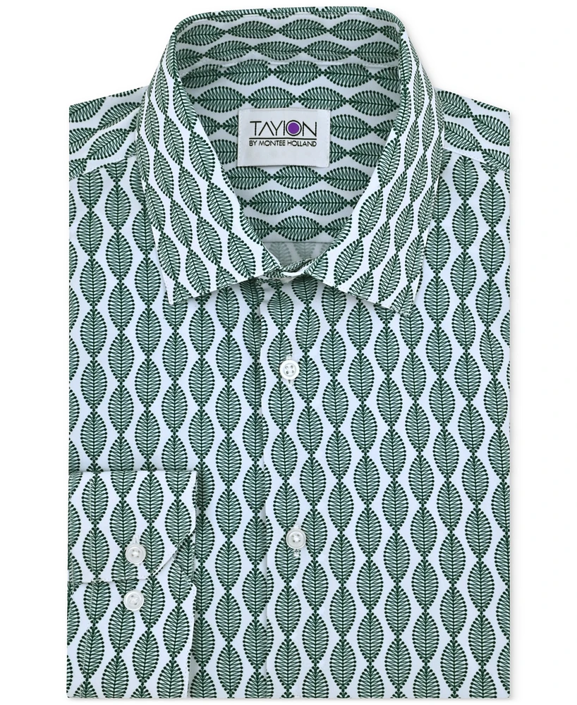 Tayion Collection Men's Leaf-Print Dress Shirt