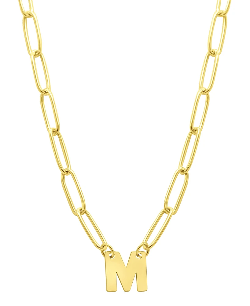 Adornia Tarnish Resistant 14K Gold-Plated Mini Initial Paperclip Chain Necklace