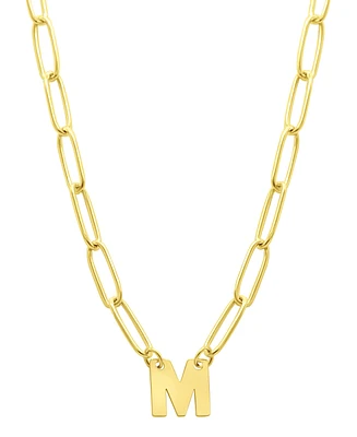 Adornia Tarnish Resistant 14K Gold-Plated Mini Initial Paperclip Chain Necklace