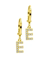 Adornia 14K Gold-Plated Initial Pave Huggie Hoop Earrings - Gold