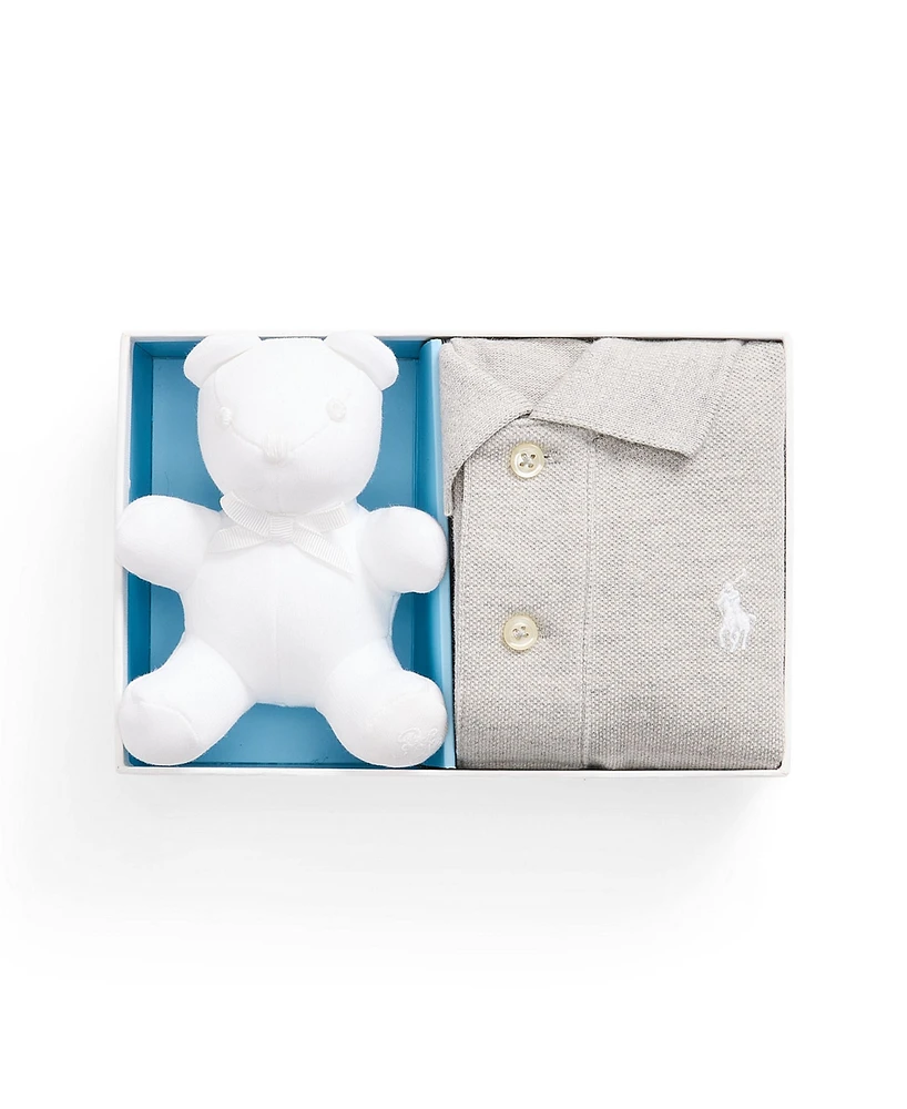 Polo Ralph Lauren Baby Boys or Girls Cotton Mesh Shirt and Bear Gift Box Set