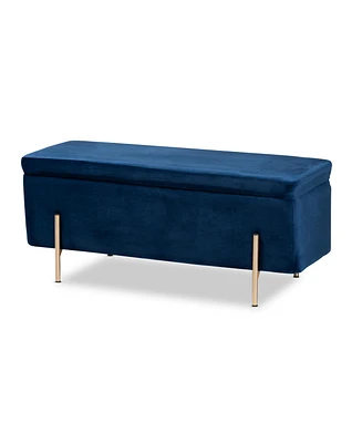 Baxton Studio Rockwell Contemporary Glam and Luxe Velvet Fabric Upholstered and Finished Metal Storage Bench