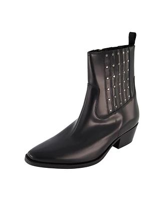Karl Lagerfeld Paris Men's Leather Studded Cuban Heel Chelsea Boots