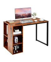 Slickblue Computer Desk with 5 Side Shelves and Metal Frame