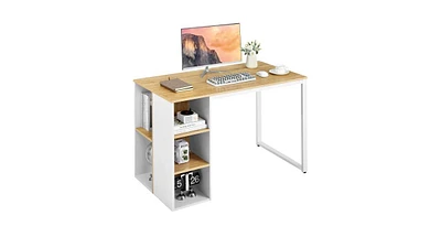 Slickblue Computer Desk with 5 Side Shelves and Metal Frame