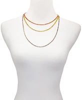 Guess Gold-Tone Multicolor Rhinestone Three-Row Tennis Necklace, 24" + 2" extender