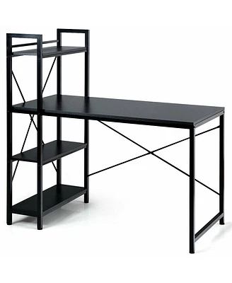 Slickblue 47.5 Inch Writing Study Computer Desk with 4-Tier Shelves