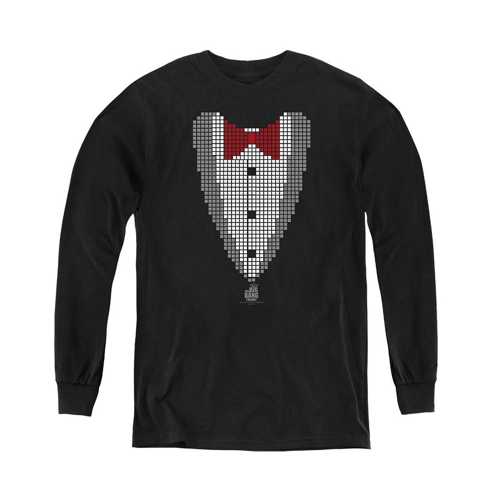 Big Bang Theory Boys Youth Pixelated Tux Long Sleeve Sweatshirt