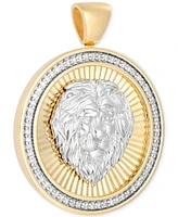 Men's Diamond Lion Sunray Disc Pendant (1/4 ct. t.w.) in 10k Gold