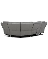 Addyson 117" 5-Pc. Leather Sectional with 3 Zero Gravity Recliners Power Headrests, Created for Macy's