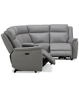 Addyson 117" 5-Pc. Leather Sectional with 2 Zero Gravity Recliners Power Headrests, Created for Macy's