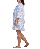 Miss Elaine Plus Quilted Floral Snap-Front Robe