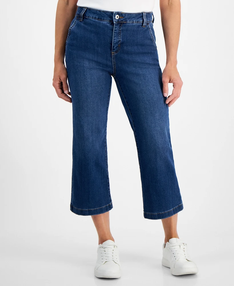 Style & Co Petite High-Rise Cropped Wide-Leg Jeans, Created for Macy's