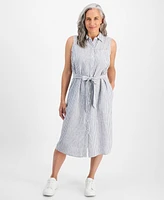 Style & Co Petite Linen Sleeveless Shirt Dress